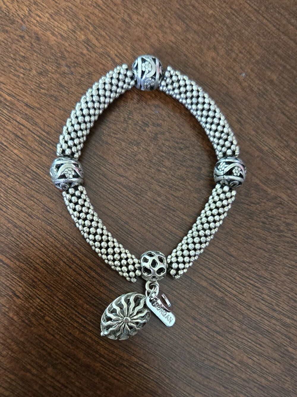 Silver Beaded Charm Bracelet